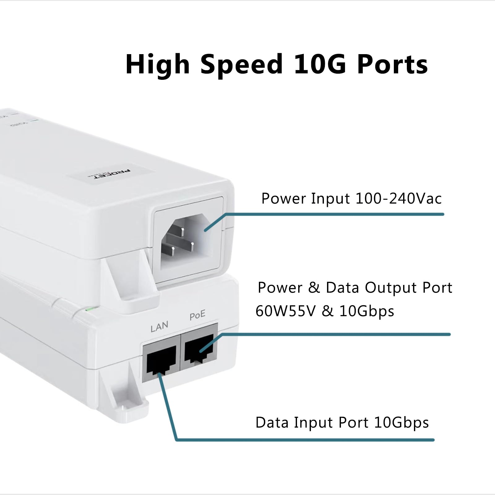 Amazon.com: 10Gbps PoE++ Injector 60W IEEE802.3bt/at/af Compliant